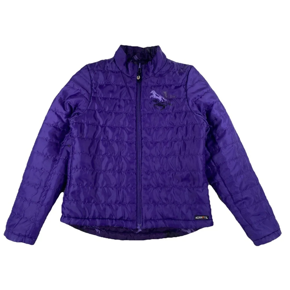 Kerrits Reversible‎ Purple Horse Print Puffer Jacket Equestrian Youth Large